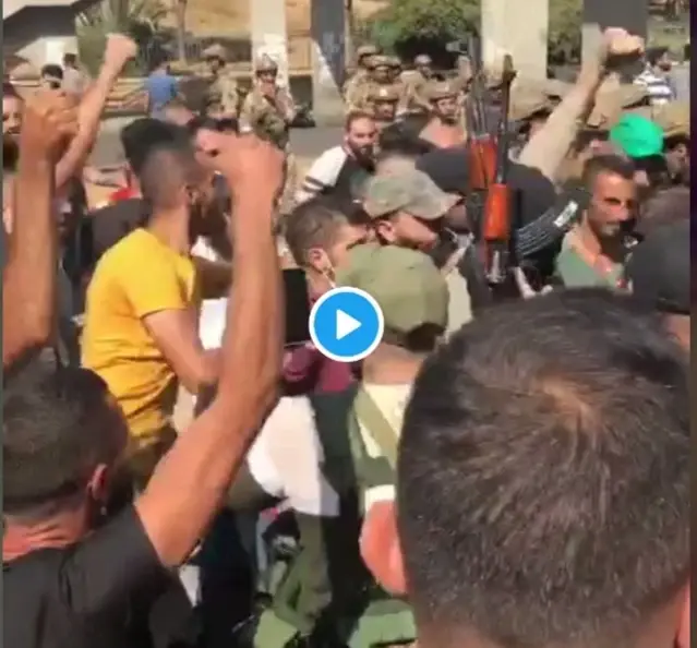 بالفيديو|| "لبيك يا حسين" عناصر من حزب الله مدججين بالسلاح يتعاركون مع الجيش اللبناني.. وقذيفة صاروخية تطلق على عناصر الأخير: الطيونة