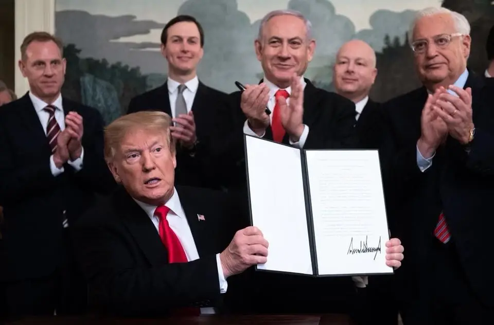 بعد احتلال دام أكثر من نصف قرن.. الجولان إسرائيلية بقرار رسمي من ترامب: الجولان