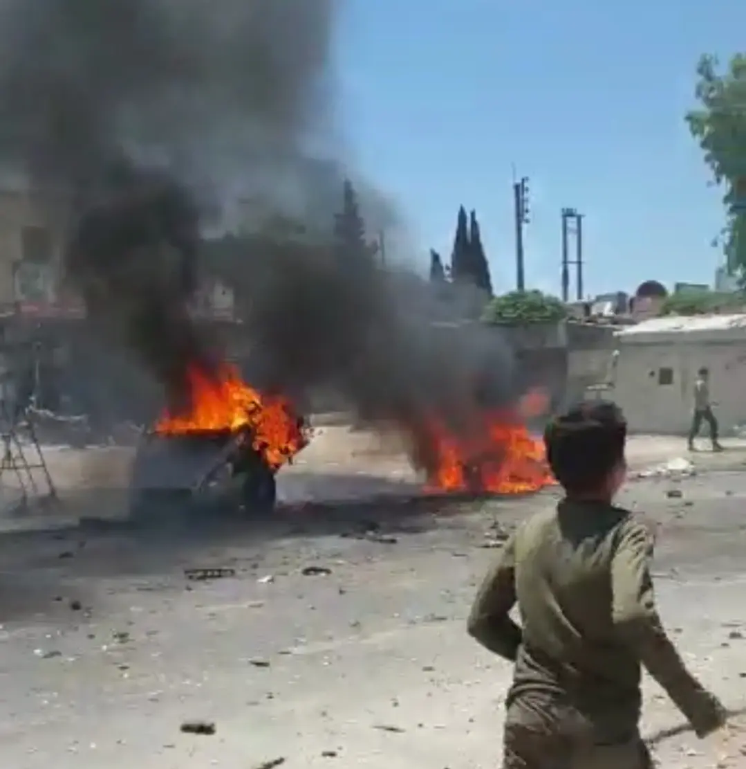 بالفيديو|| انفجار سيارة مفخخة في بلدة كفرجنة بريف عفرين يوقع ضحايا مدنيين: كفرسجنة