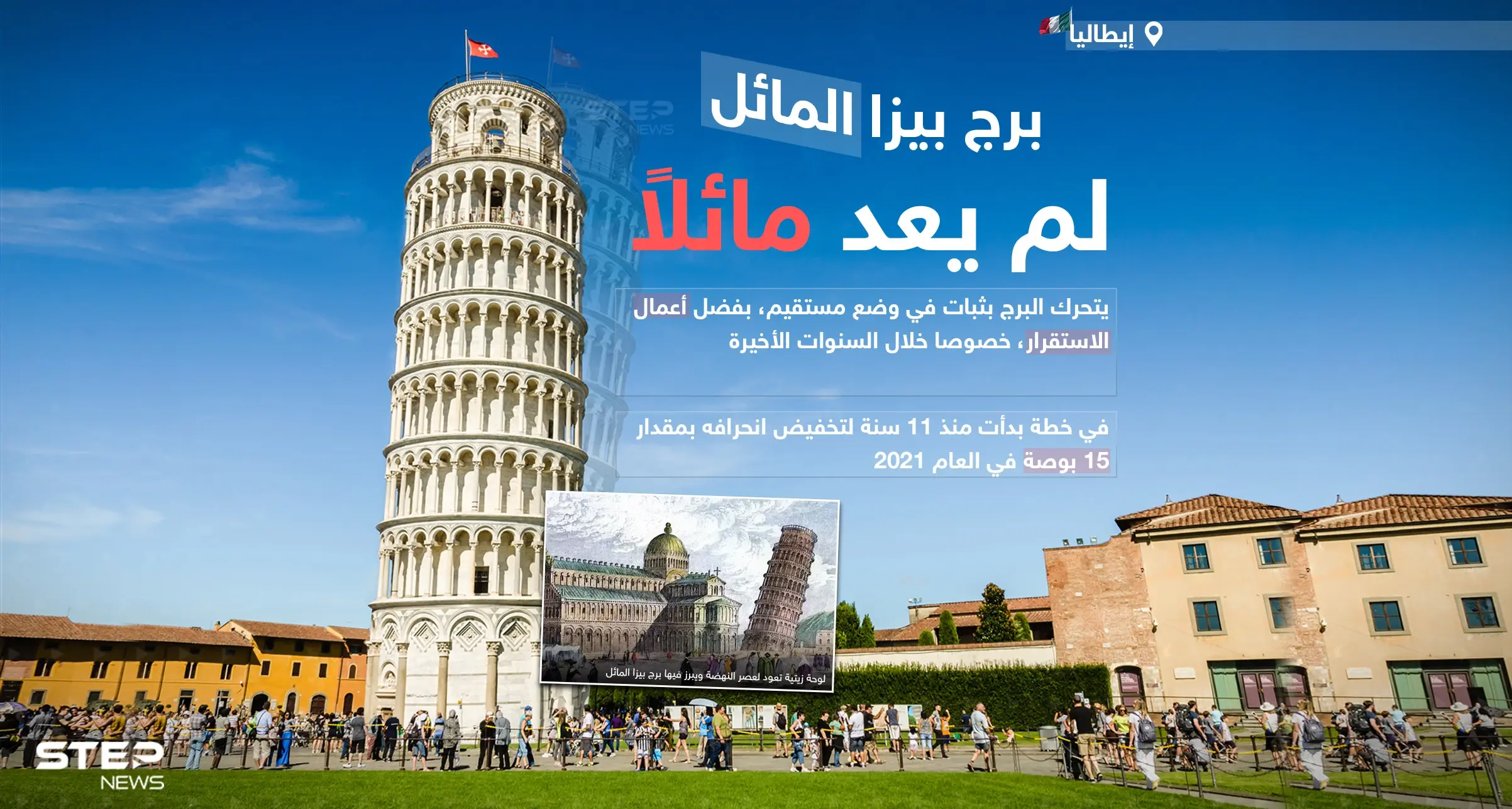 البرج الأشهر في مدينة بيزا الإيطالية.. لم يعد مائلاً.. هل قمت بزيارته وأخذ الصور معه؟: إيطاليا