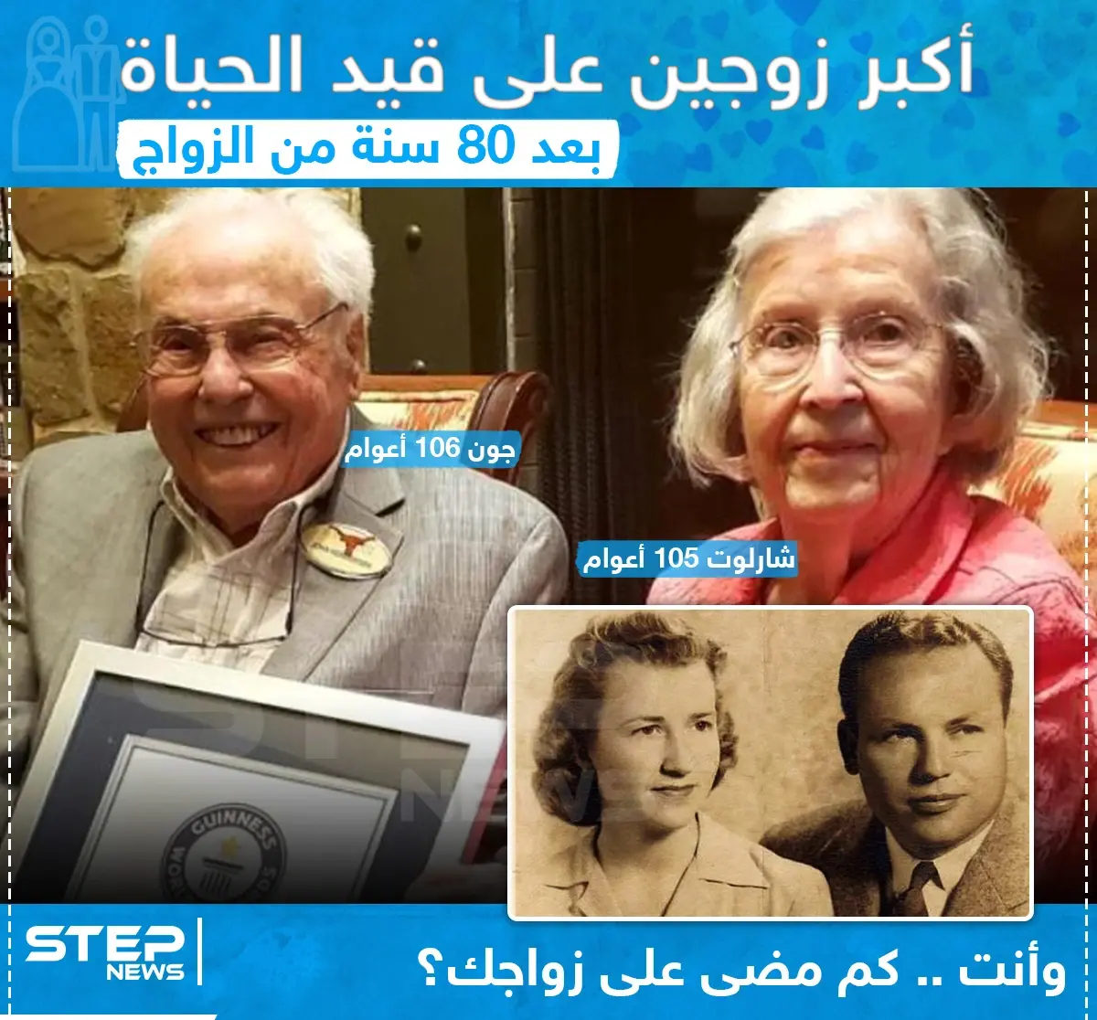 أكبر زوجين على قيد الحياة بعد 80 سنة من الزواج ... و أنت كم مضى على زواجك؟!: أكبر زوجين