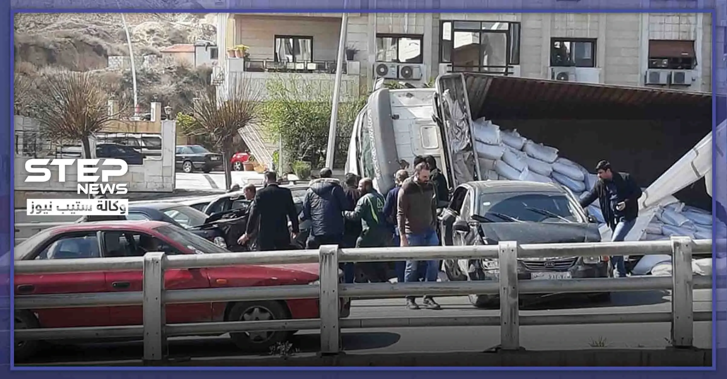 وفاة شخص وإصابات بحادث مروري في العاصمة دمشق (صور): مشروع دمر