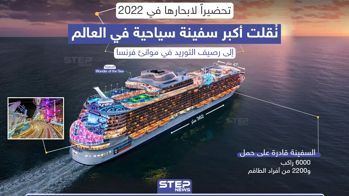 أكبر سفينة سياحية بالعالم تتجهز للإبحار في 2022: موانئ فرنسا