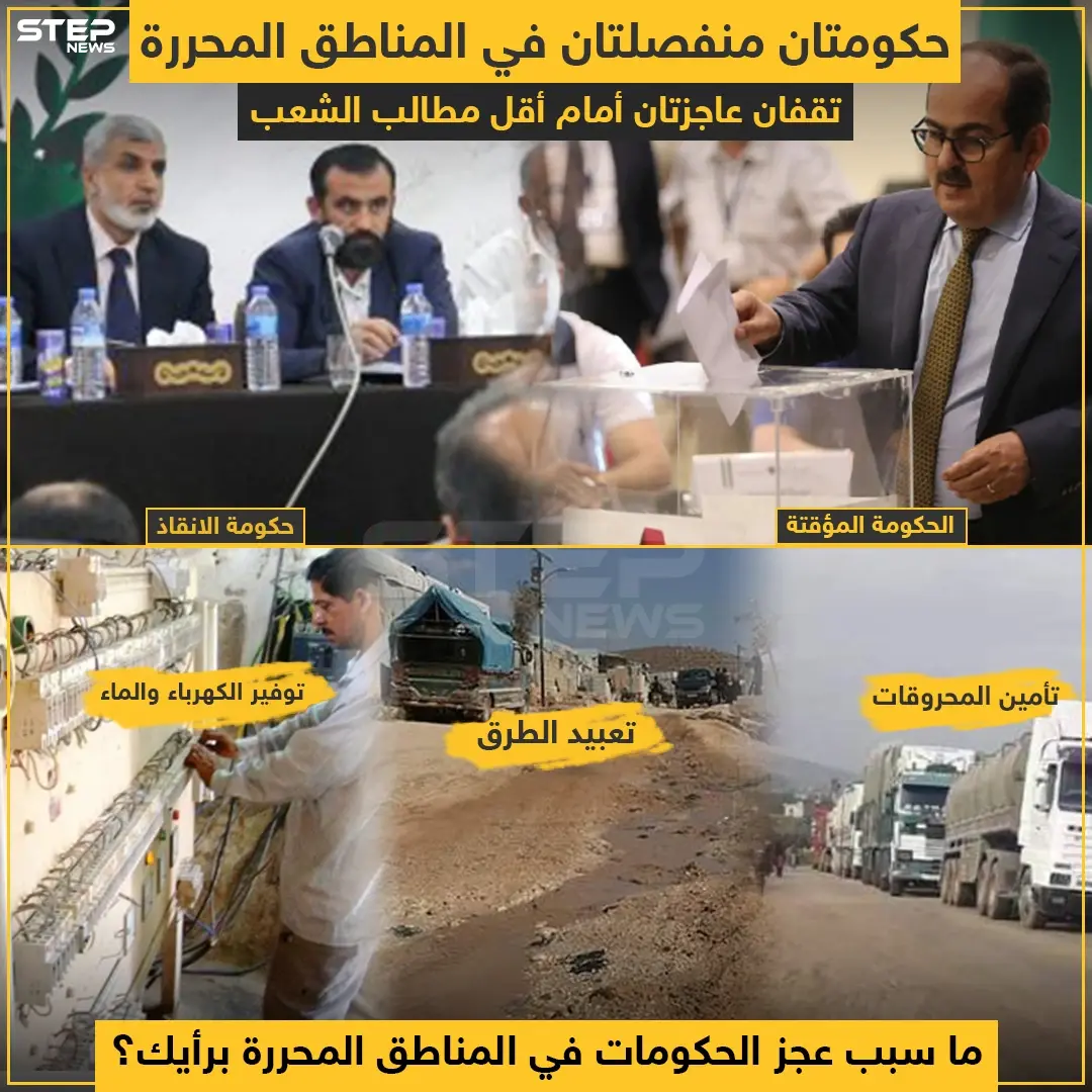 برأيك ما سبب عجز الحكومات في المناطق المُحررة ؟: خبر وصورة