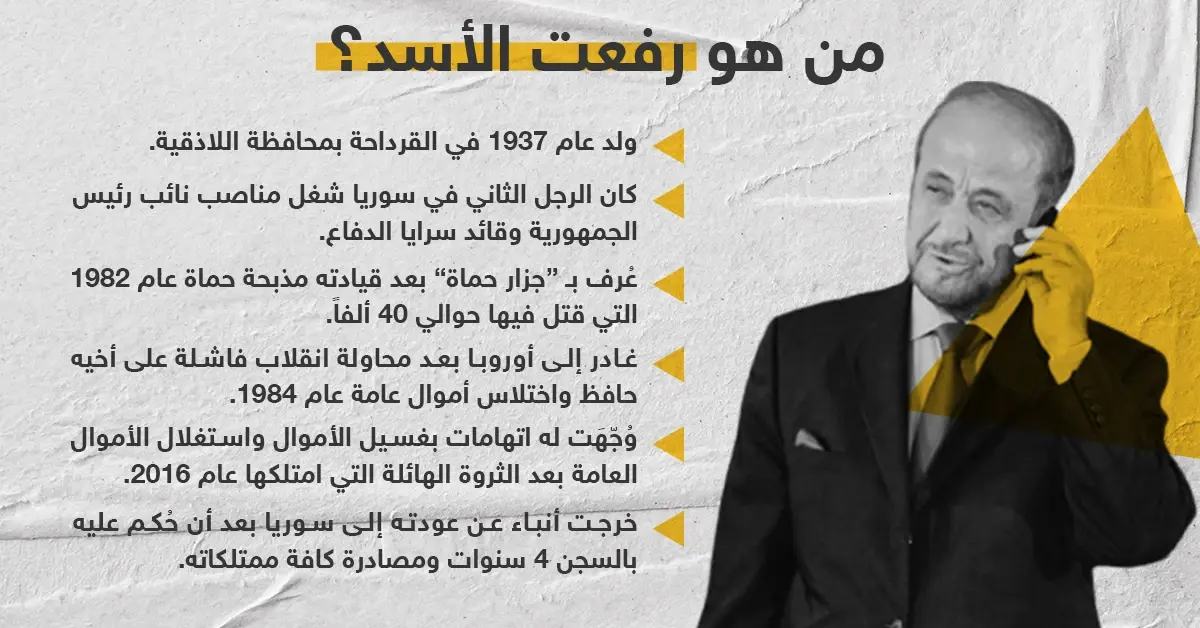 في ظل الحديث عن عودته إلى سوريا.. من هو رفعت الأسد عم رئيس النظام السوري بشار الأسد: خبر وصورة سوريا
