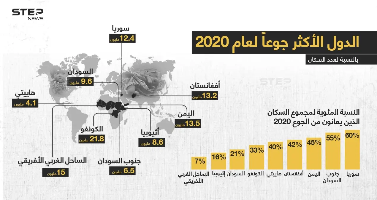 سوريا أكثر دول العالم جوعاََ، على مؤشر عام 2020.. تعرّف على باقي الدول.: مؤشر عام 2020