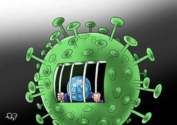 كاريكاتير || العالم في قلب كورونا: حجر صحي