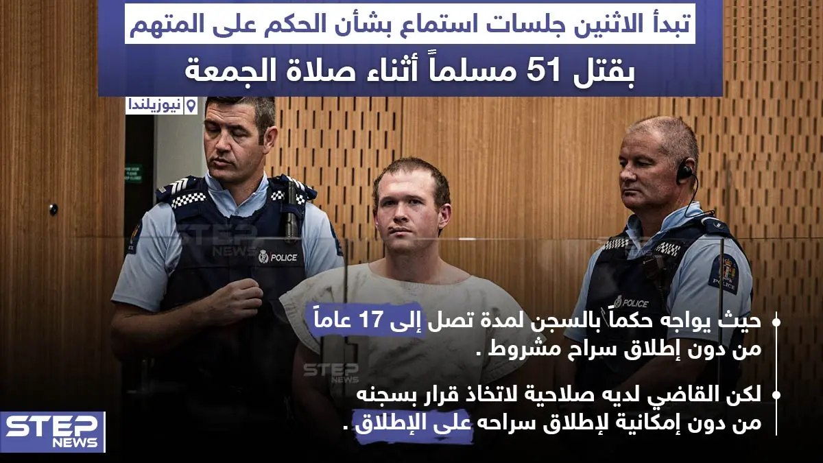 نيوزيلندا تستعد لإصدار حكمها بحق مرتكب مذبحة المسجدين: نيوزيلندا