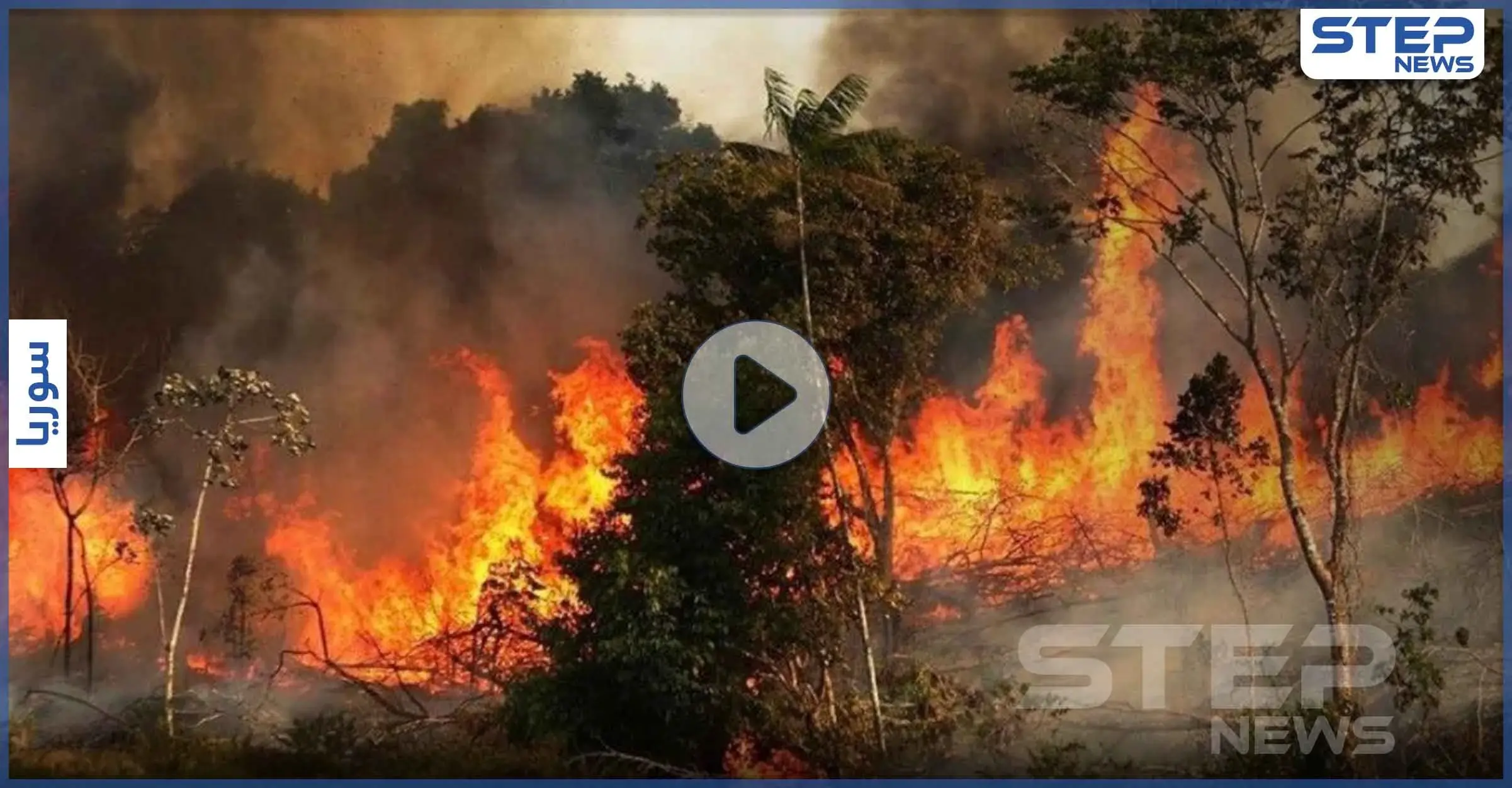 بالفيديو|| مشاهد مرعبة بتصوير جوي لحجم الحرائق في سوريا واقترابها من قطع عسكرية: مصياف
