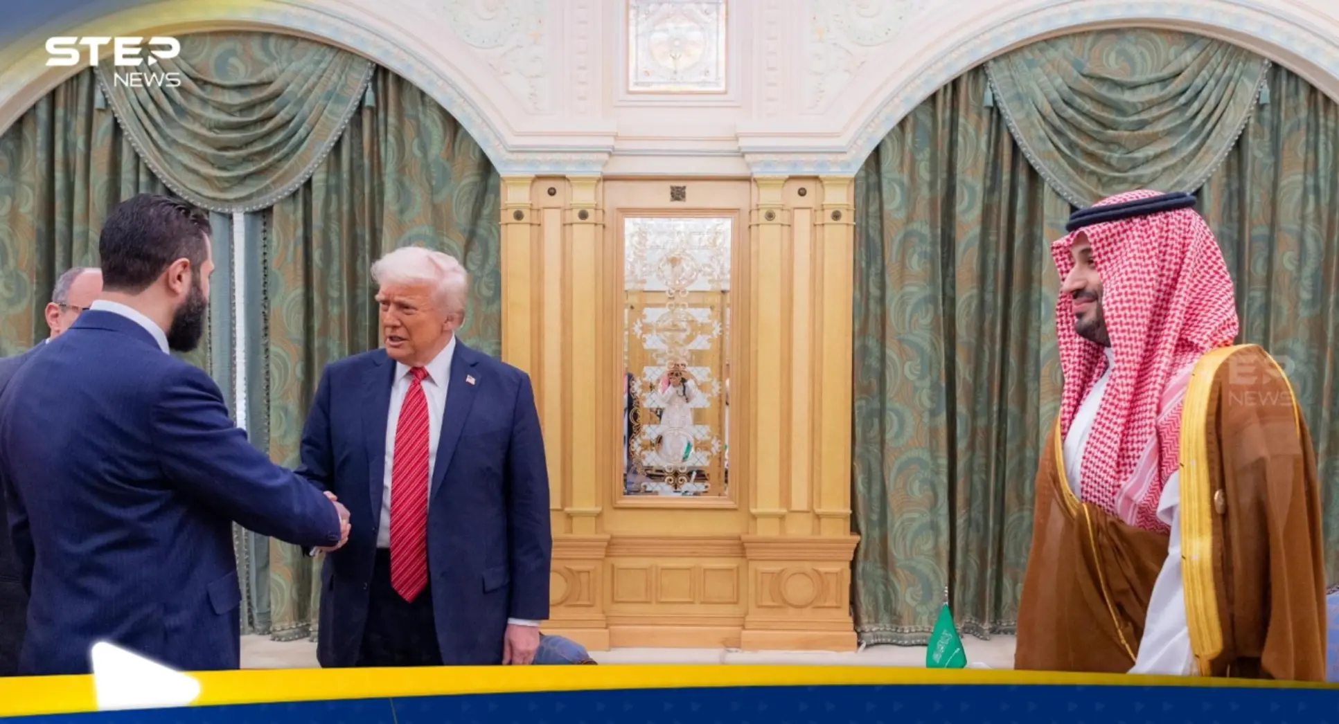 شاهد|| لقاء ترامب وأحمد الشرع وولي العهد السعودي: ولي العهد السعودي