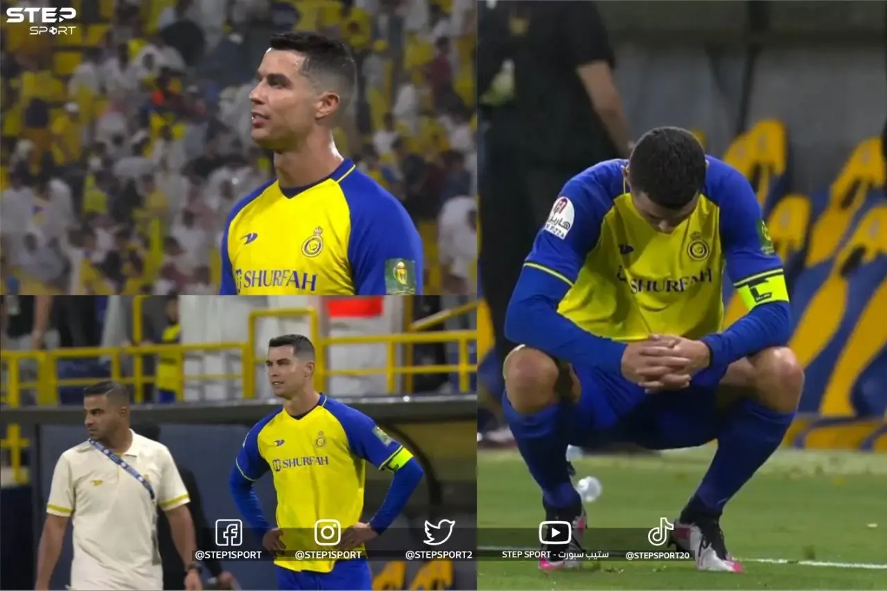 هل اقترب الرحيل ... شاهد غضب كريستيانو رونالدو بعد إقصاء النصر من كأس الملك: عالم الرياضة