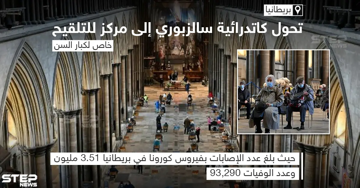تحوّل كاتدرائية سالزبوري في بريطانيا إلى مركز تلقي لقاح كورونا للمُسنين: كبار السن