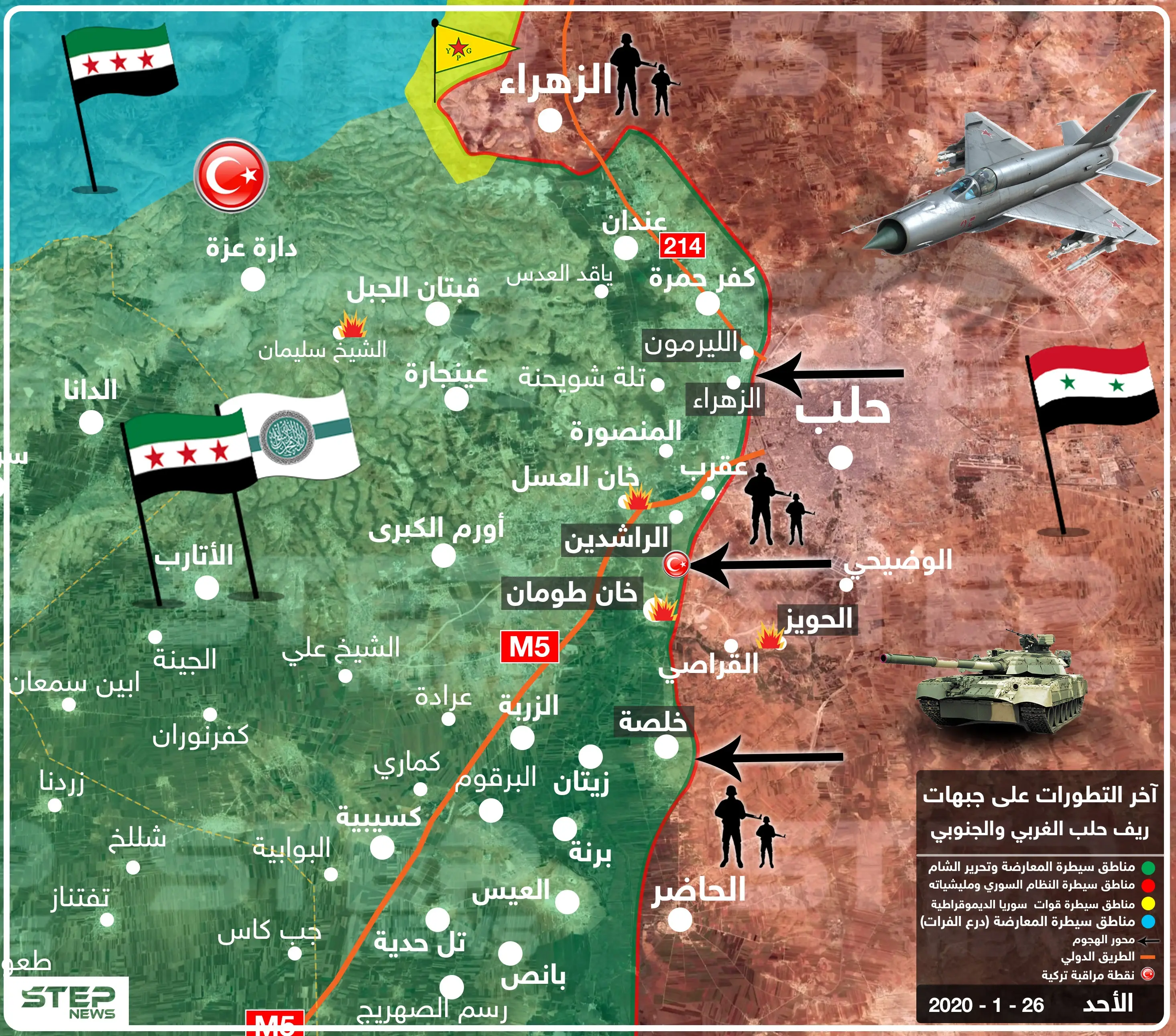 خسائر كبيرة لقوات النظام السوري بالمعارك المندلعة على محاور جنوب حلب (خريطة): الطيران الحربي