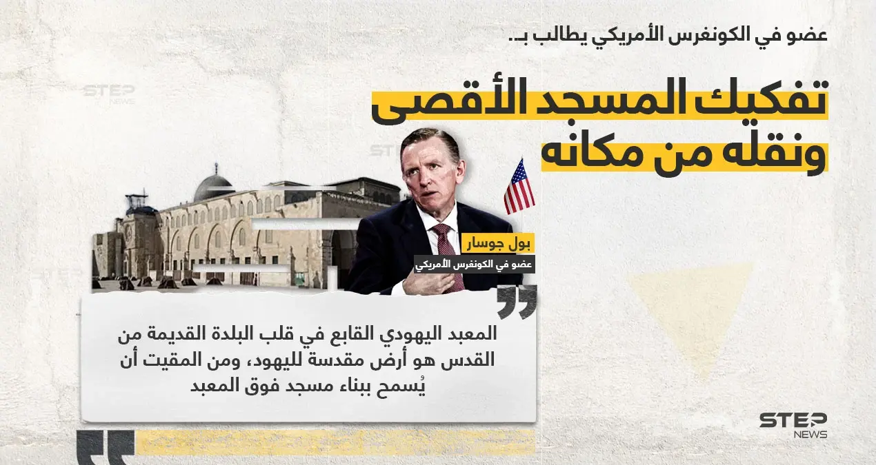 عضو في الكونغرس الأمريكي يطالب بتفكيك المسجد الأقصى ونقله من مكانه: الكونغرس الأمريكي